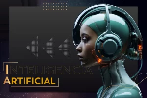 Banner blog inteligencia artificial, con mujer cibernética